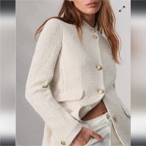 NWT $595 Rag & Bone Ecru Slade Textured Blazer with Gold Buttons